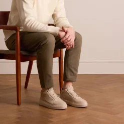 Manfield Beige nubuck sneakers^Heren Sneakers