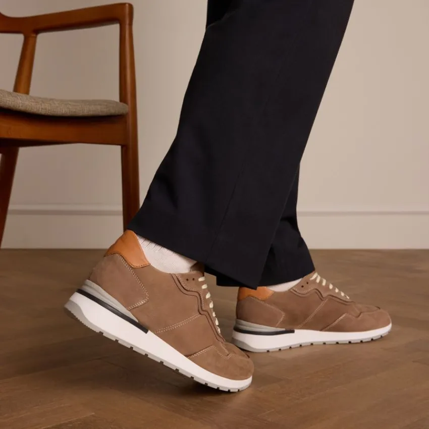 No Stress Beige nubuck sneakers^Heren Sneakers