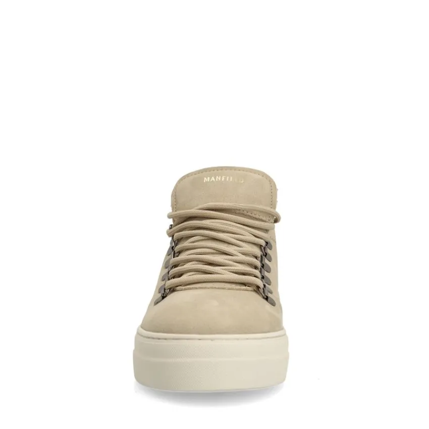 Manfield Beige nubuck sneakers^Heren Sneakers