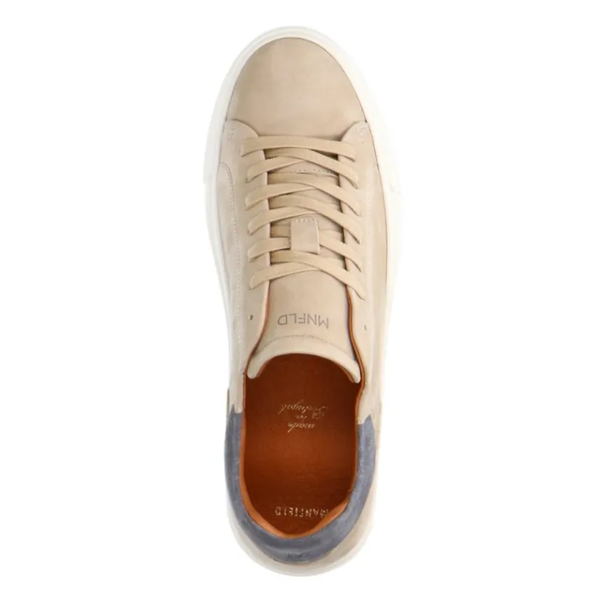 Manfield Beige nubuck sneakers met grijze details^Heren Sneakers