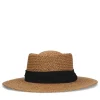 Manfield Beige raffia hoed met zwarte band^ Hoeden & Petten