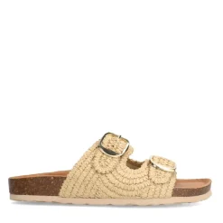 Manfield Beige raffia slippers^DAMES Slippers