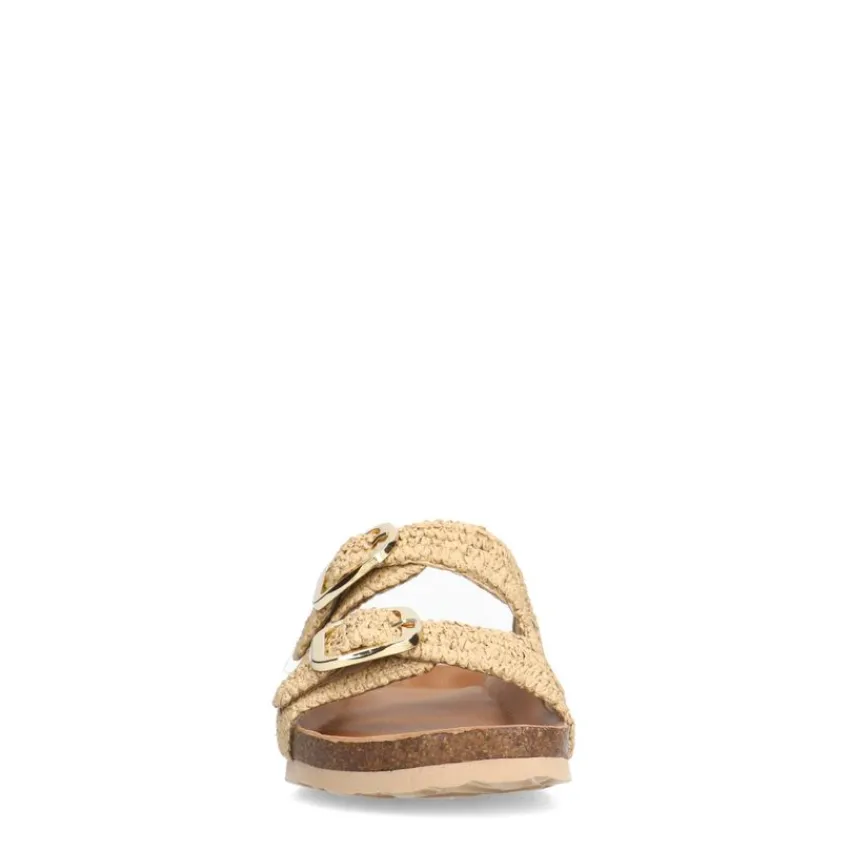 Manfield Beige raffia slippers^DAMES Slippers