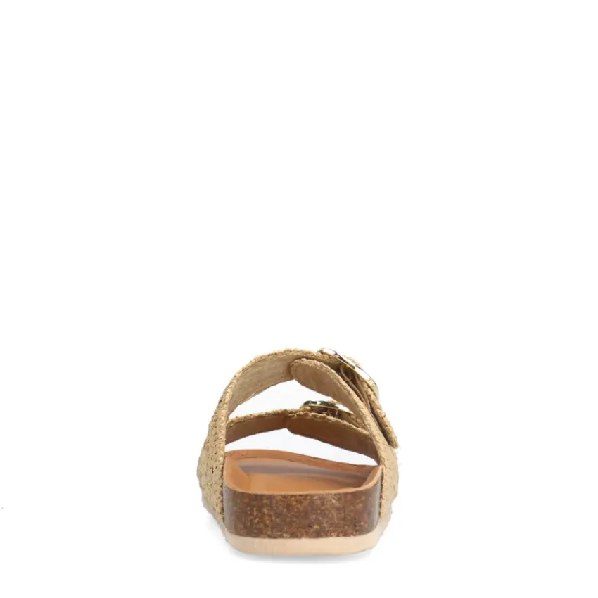 Manfield Beige raffia slippers^DAMES Slippers