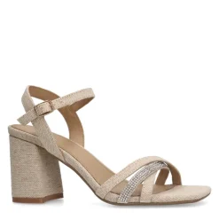 Manfield Beige sandalen met hak met strass detail^DAMES Sandalen