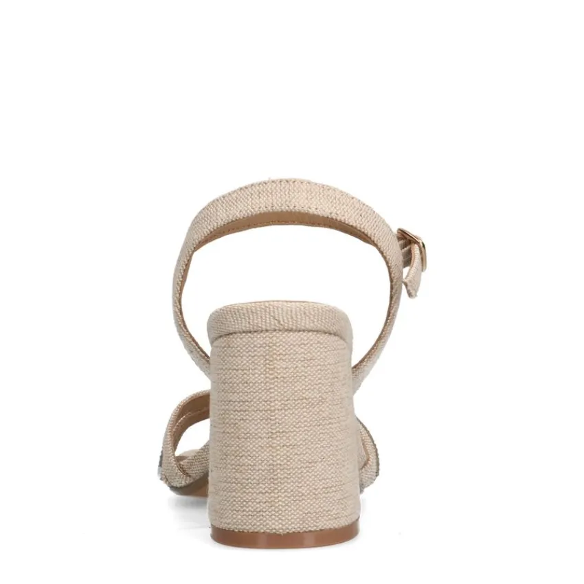Manfield Beige sandalen met hak met strass detail^DAMES Sandalen