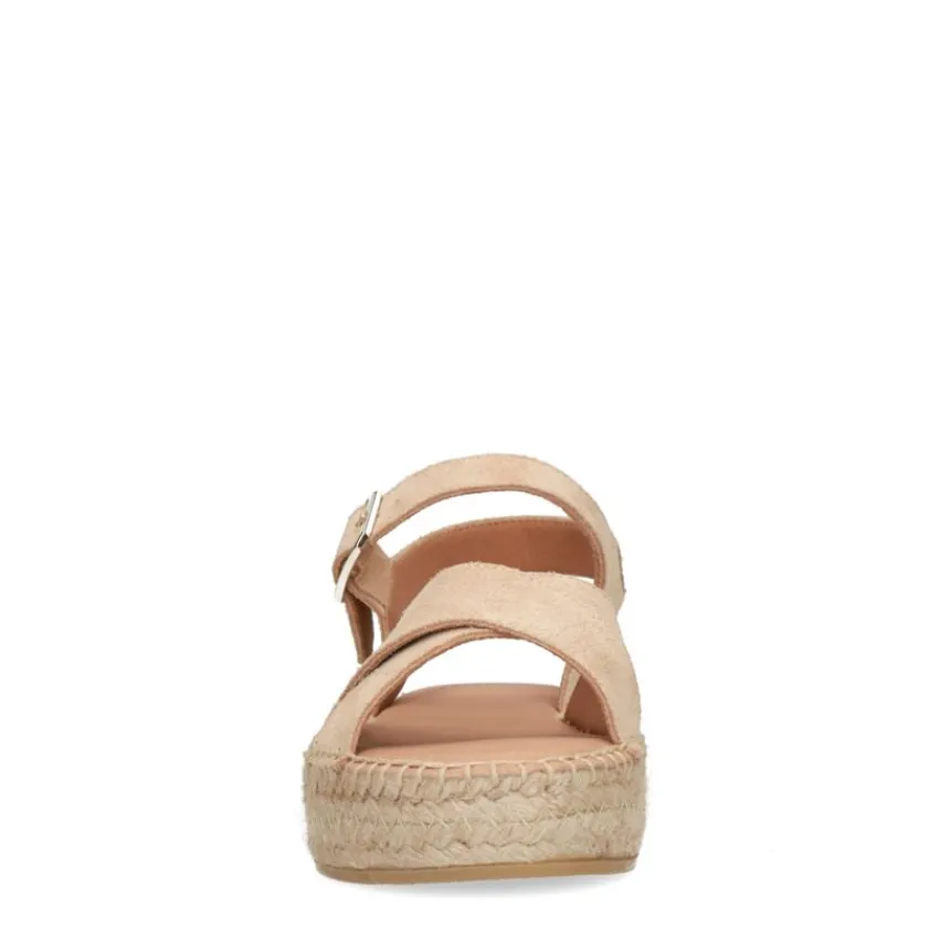 Manfield Beige sandalen met suède banden^DAMES Espadrilles|Sandalen