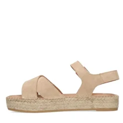 Manfield Beige sandalen met suède banden^DAMES Espadrilles|Sandalen