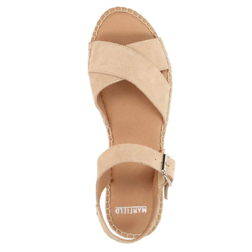 Manfield Beige sandalen met suède banden^DAMES Espadrilles|Sandalen