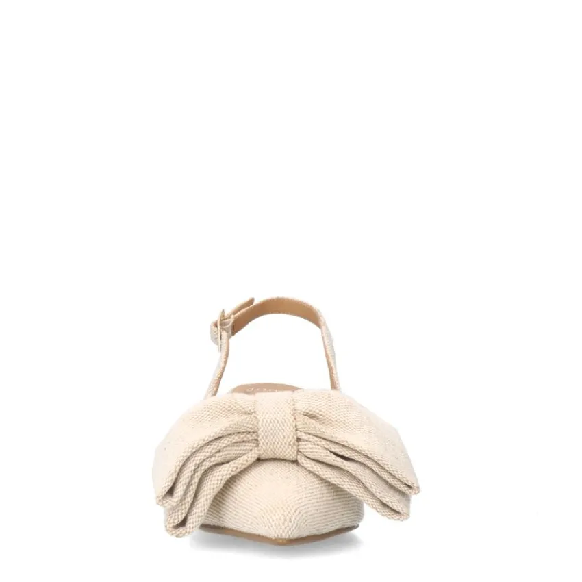 Manfield Beige slingbacks met strik^DAMES Pumps|Slingbacks