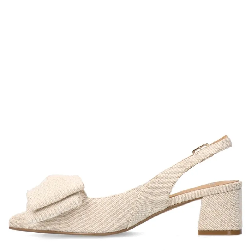 Manfield Beige slingbacks met strik^DAMES Pumps|Slingbacks