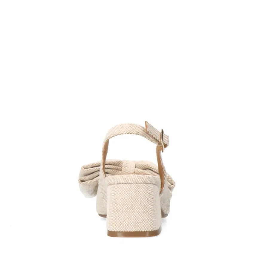 Manfield Beige slingbacks met strik^DAMES Pumps|Slingbacks