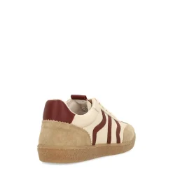 No Stress Beige sneakers met burgundy details^DAMES Sneakers