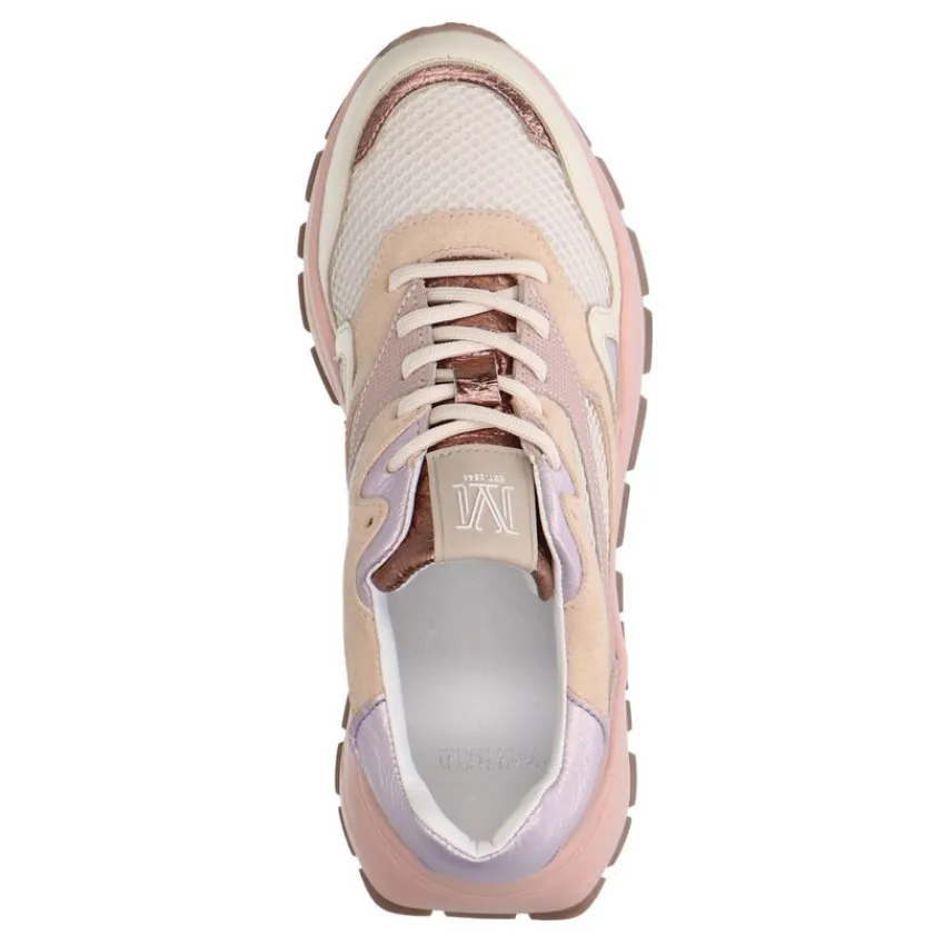 Manfield Beige sneakers met mesh en suède details^DAMES Sneakers