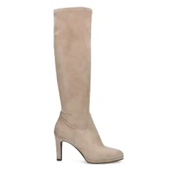 Manfield Beige stretch laarzen met hak^DAMES Laarzen