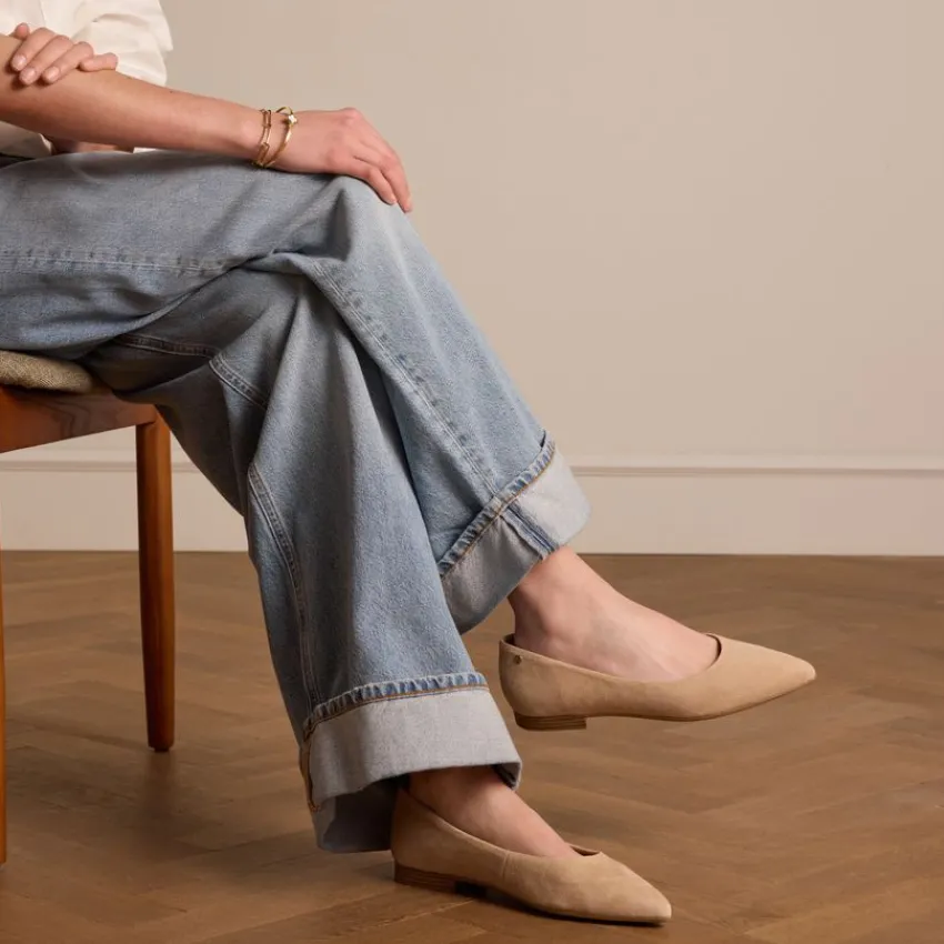 No Stress Beige suède ballerina's^DAMES Loafers