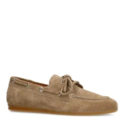 Manfield Beige suède bootschoenen^DAMES Loafers
