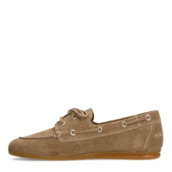Manfield Beige suède bootschoenen^DAMES Loafers