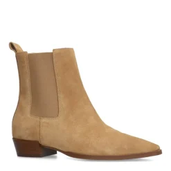 Manfield Beige suède chelsea boots^DAMES Enkellaarsjes