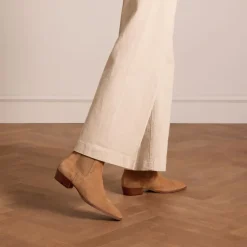 Manfield Beige suède chelsea boots^DAMES Enkellaarsjes