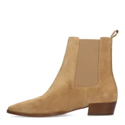 Manfield Beige suède chelsea boots^DAMES Enkellaarsjes