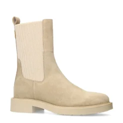 Manfield Beige suède chelsea boots^DAMES Enkellaarsjes
