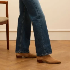 Manfield Beige suède chelsea boots^DAMES Enkellaarsjes