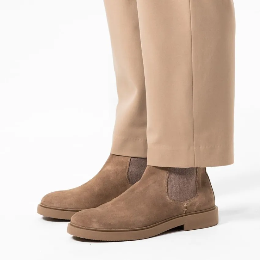 Manfield Beige suède chelsea boots^Heren Boots