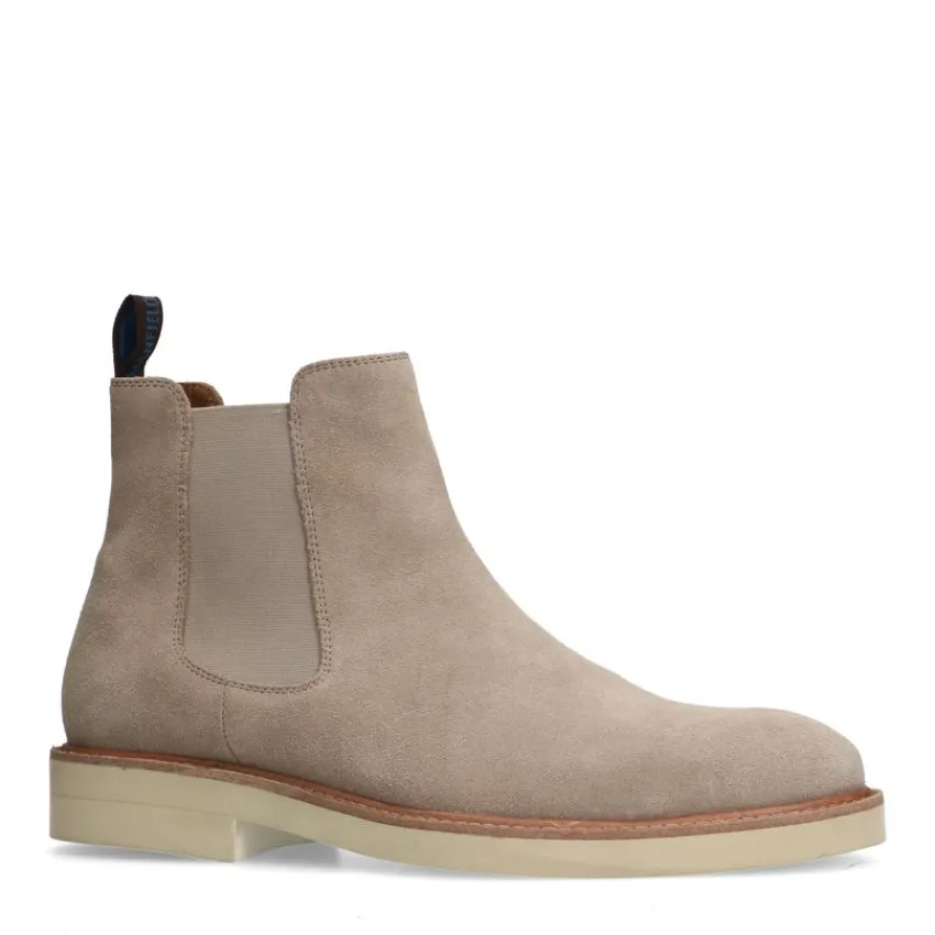 Manfield Beige suède chelsea boots^Heren Boots