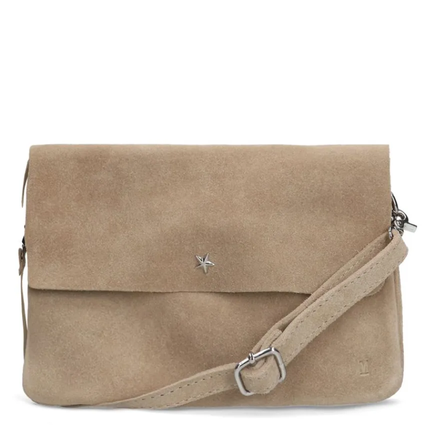 Manfield Beige suède clutch^ Clutches