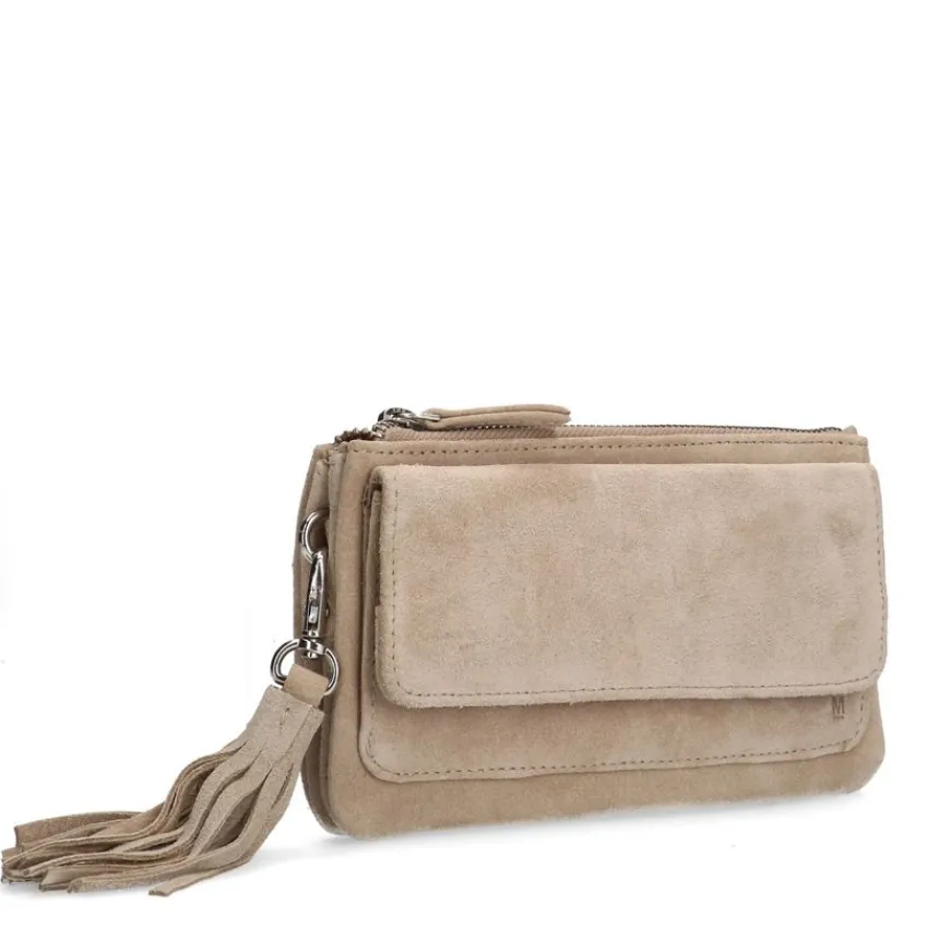 Manfield Beige suède clutch^ Clutches