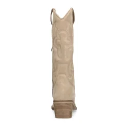Manfield Beige suède cowboylaarzen^DAMES Laarzen