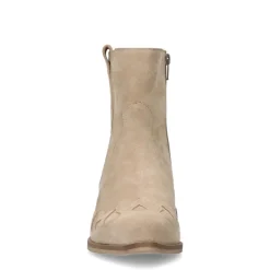 Manfield Beige suède cowboylaarzen^DAMES Enkellaarsjes