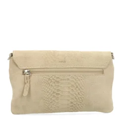 Manfield Beige suède croco clutch^ Clutches