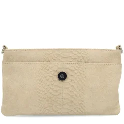 Manfield Beige suède croco clutch^ Clutches