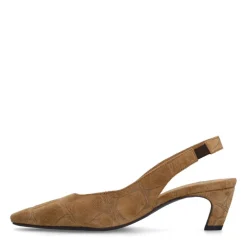 Manfield Beige suède croco slingbacks^DAMES Pumps|Slingbacks