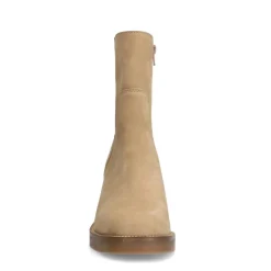 Manfield Beige suède enkellaarsjes^DAMES Enkellaarsjes