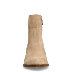 Manfield Beige suède enkellaarsjes met hak^DAMES Enkellaarsjes