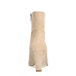 Manfield Beige suède enkellaarsjes met hak^DAMES Enkellaarsjes