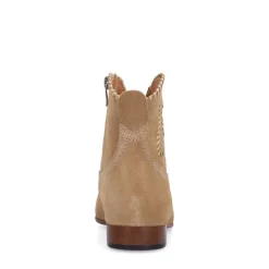 Manfield Beige suède enkellaarsjes met gouden details^DAMES Enkellaarsjes