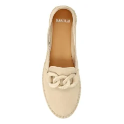 Manfield Beige suède espadrilles met chain^DAMES Espadrilles