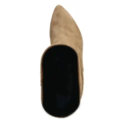 Manfield Beige suède laarzen met hak^DAMES Laarzen