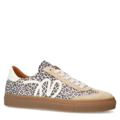 Manfield Beige suède leopard sneakers^DAMES Sneakers