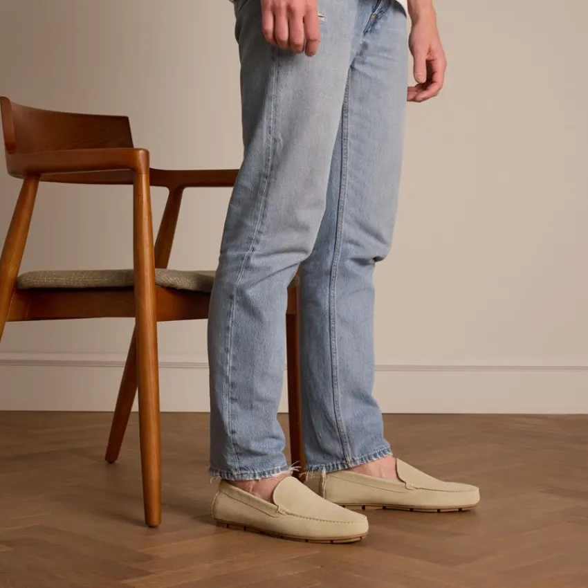 Manfield Beige suède loafer^Heren Loafers