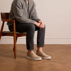 Manfield Beige suède loafer^Heren Loafers