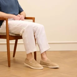 Van Lier Beige suède loafers^Heren Loafers