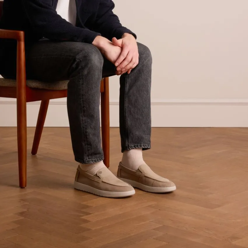 No Stress Beige suède loafers^Heren Loafers