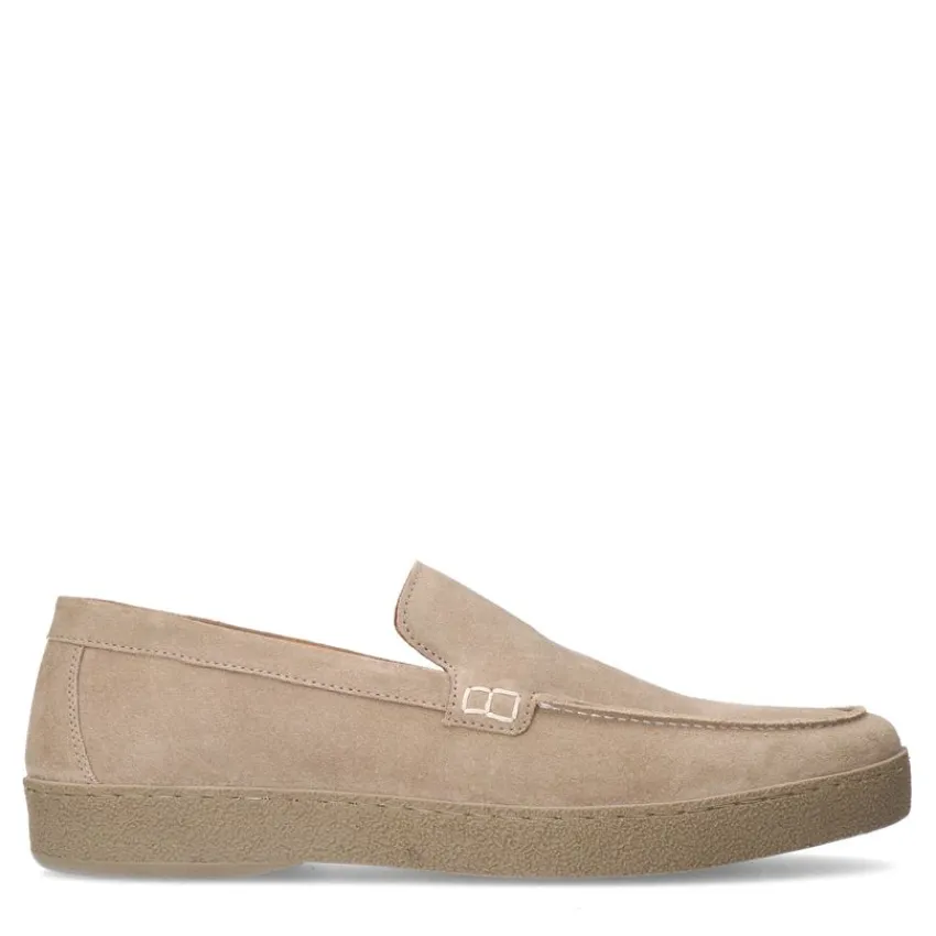 Manfield Beige suède loafers^Heren Loafers