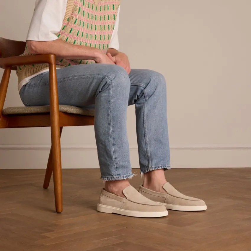 Manfield Beige suède loafers^Heren Loafers