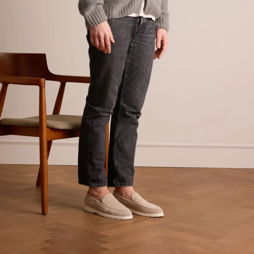 Manfield Beige suède loafers^Heren Loafers